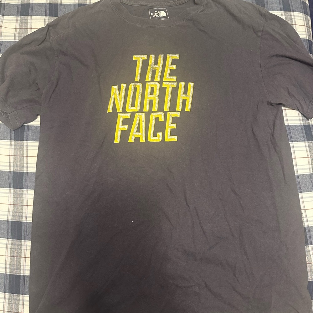 The North Face Men's Gray Tee with Yellow Logo